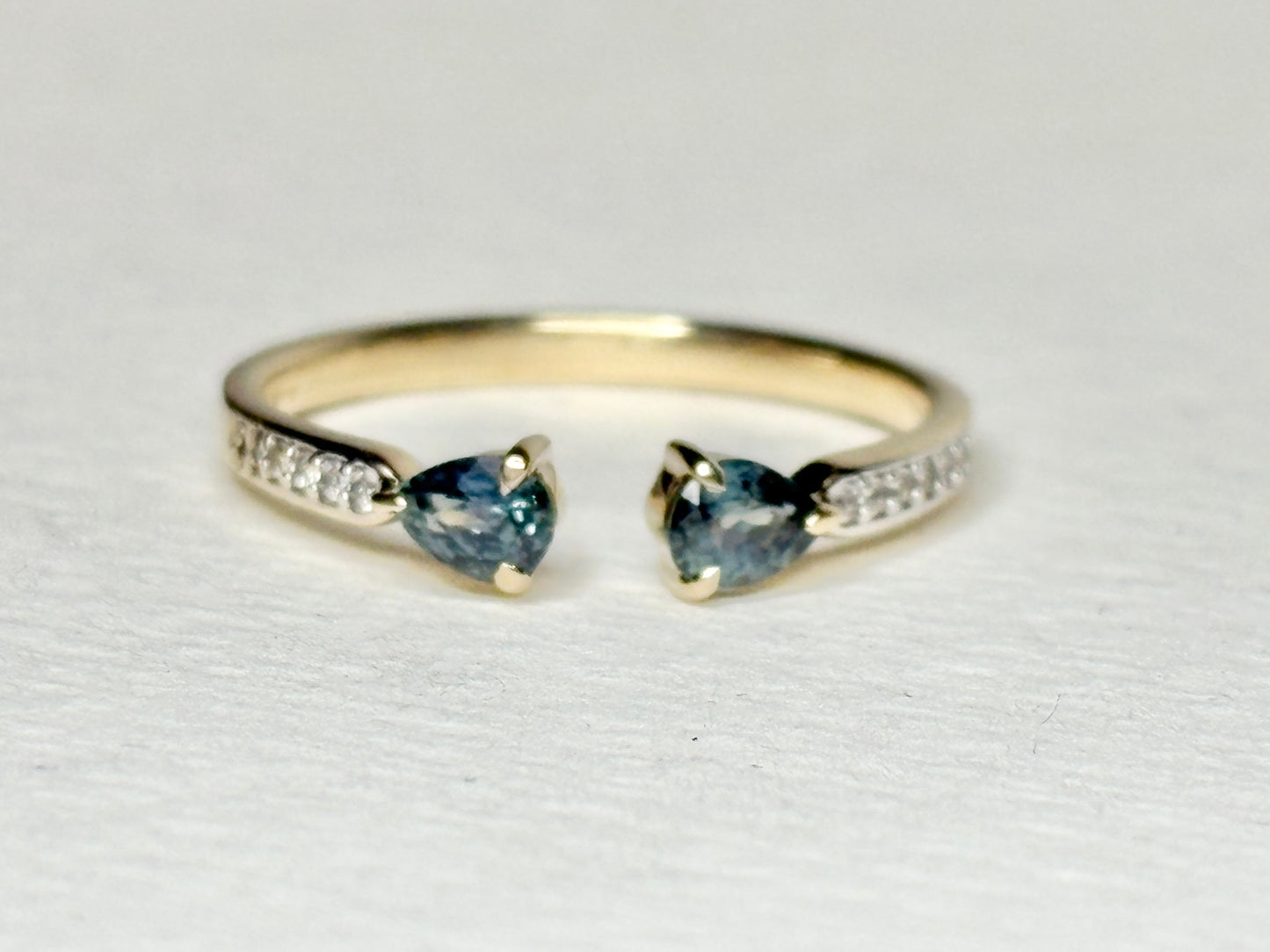 Sapphire and White Zircon Open Band Ring 9k Gold size 7
