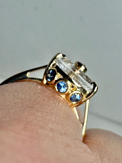 Lehrer Iris Untreated Montana Sapphire Fancy Quartz Ring 9k Gold size 7