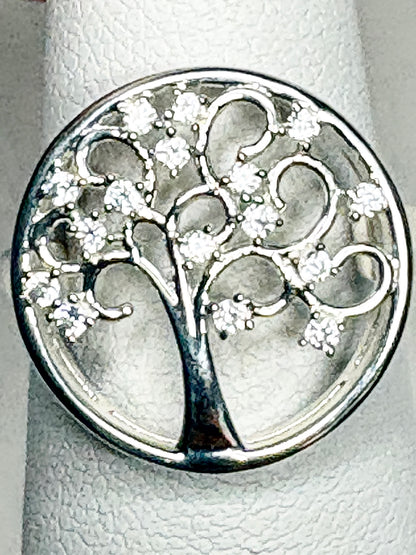 Tree of Life Ring with Natural Zircon Sterling Silver size 5