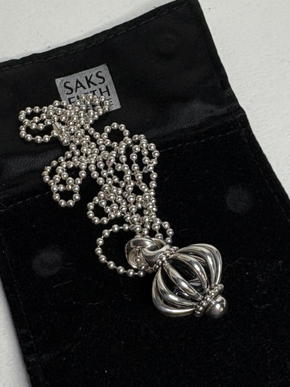 Lagos Signature Bird in Birdcage Pendant Long Necklace in Sterling Silver