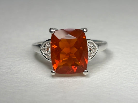 Large Oregon Fire Opal Ring in Sterling Silver size 7