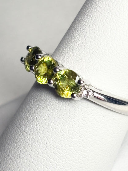 Natural Yellow Sphene Ring in Sterling Silver size 8.75