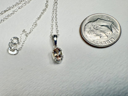 Light Champagne Oregon Sunstone Solitaire Pendant Necklace Sterling Silver