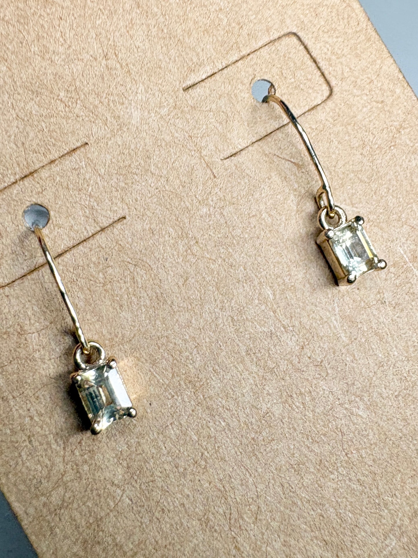 Yellow Untreated Montana Sapphire Dangle Drop Earrings Solid 9k Gold