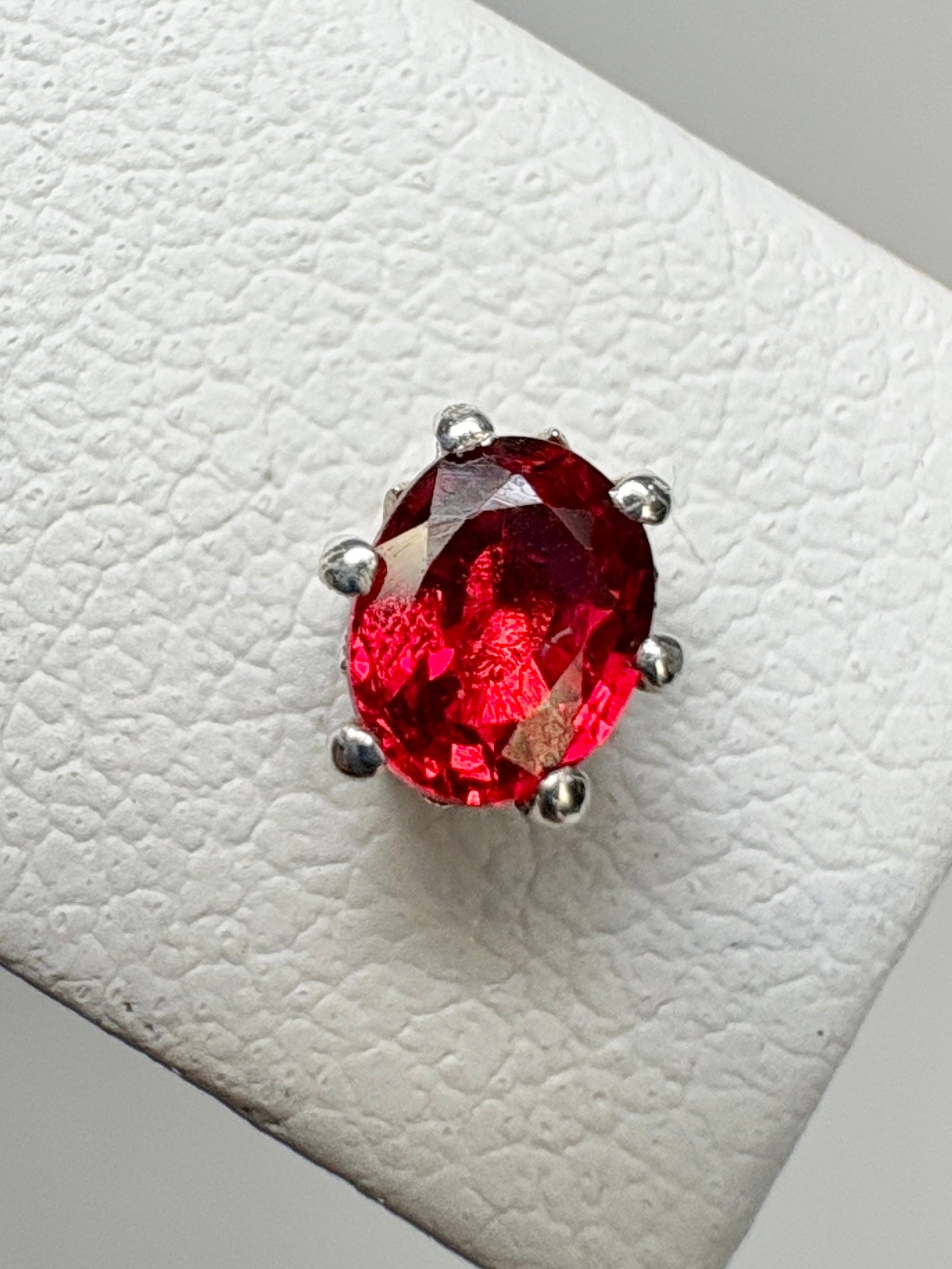 Natural Red Sapphire Stud Earrings Sterling Silver 4x3mm