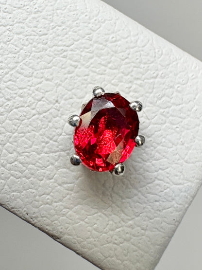 Natural Red Sapphire Stud Earrings Sterling Silver 4x3mm