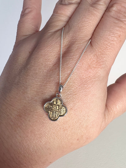 Genuine Gold Plated Meteorite Slice From Sweden in Sterling Silver Adjustable Chain 18-19"