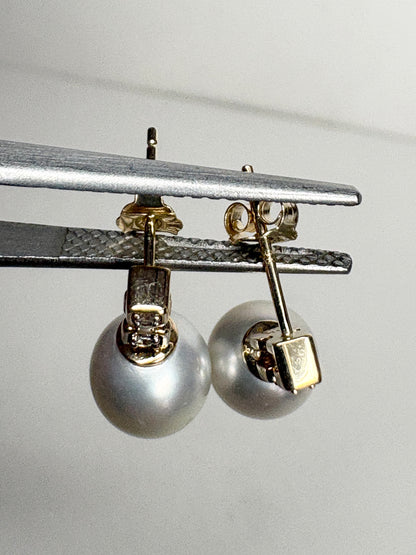 South Sea Drop Earrings Solid 9k Gold 8-9mm