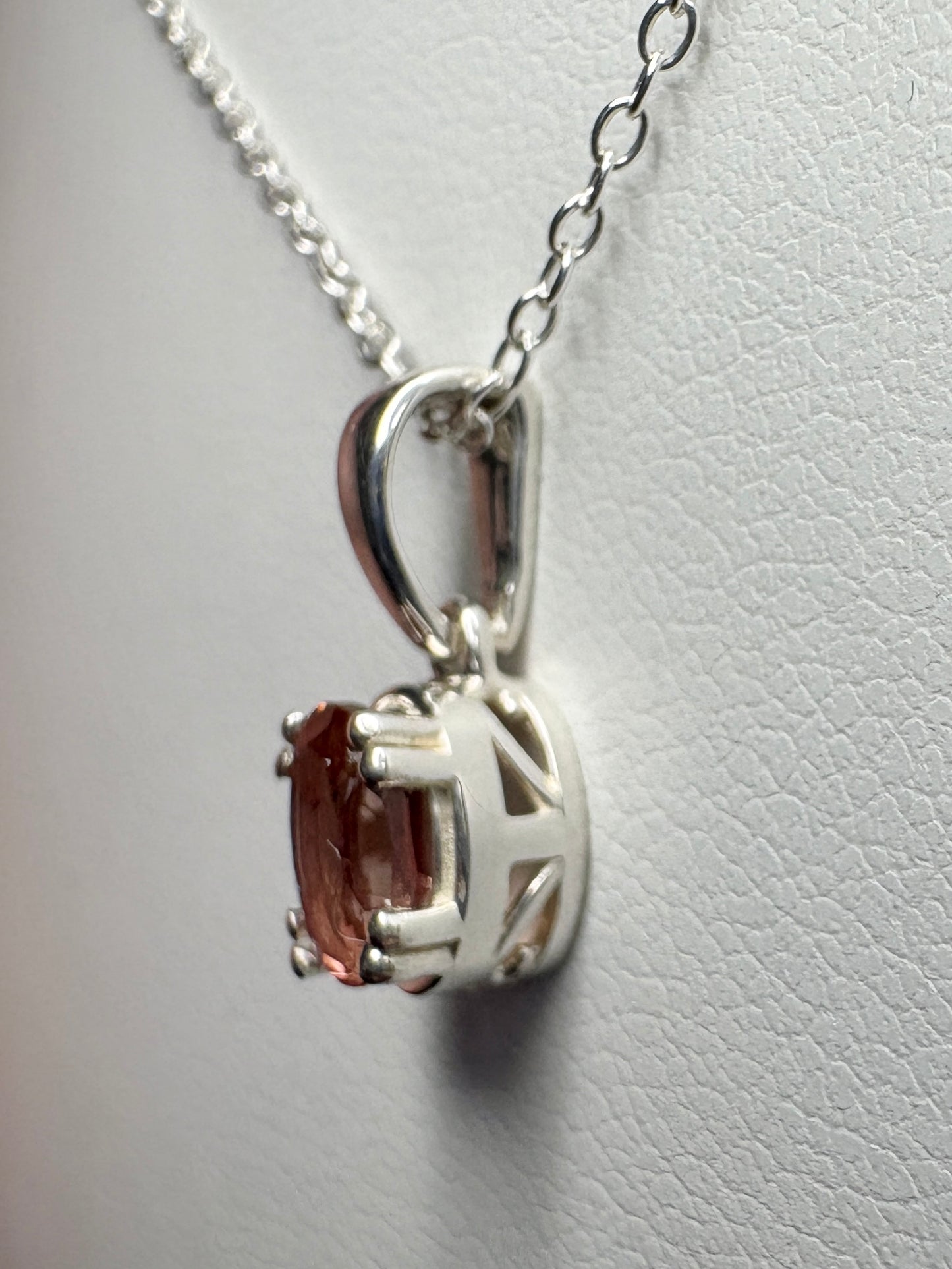 Reddish Brown Oregon Sunstone Solitaire Pendant Necklace Sterling Silver