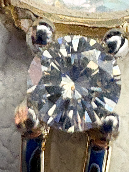 Fine Rainbow Moonstone and Diamond Ring 9k Gold size 8