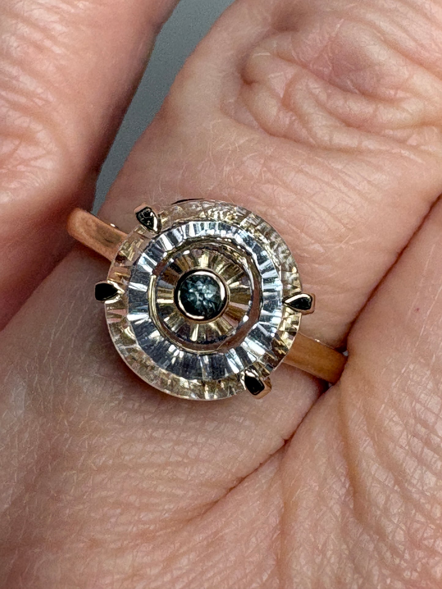 Lehrer Iris Untreated Montana Sapphire Fancy Quartz Ring 9k Gold size 7