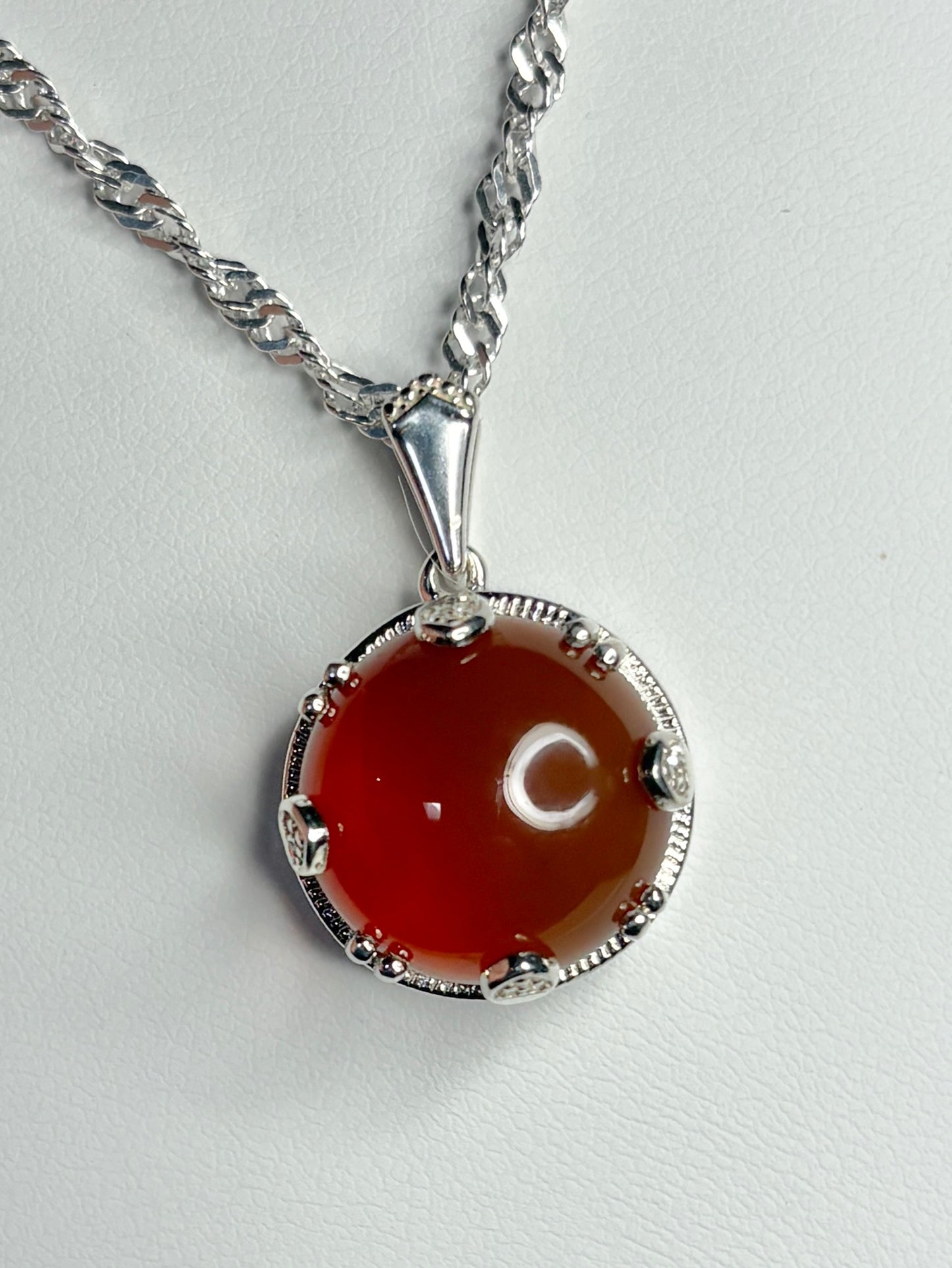 Oregon Honey Fire Opal Pendant Necklace Sterling Silver 18" 9.4g.