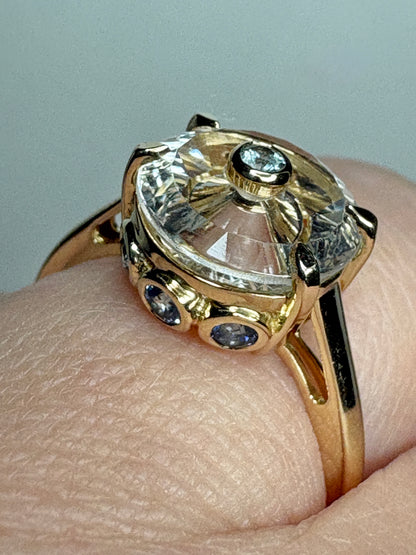 Lehrer Iris Untreated Montana Sapphire Fancy Quartz Ring 9k Gold size 7
