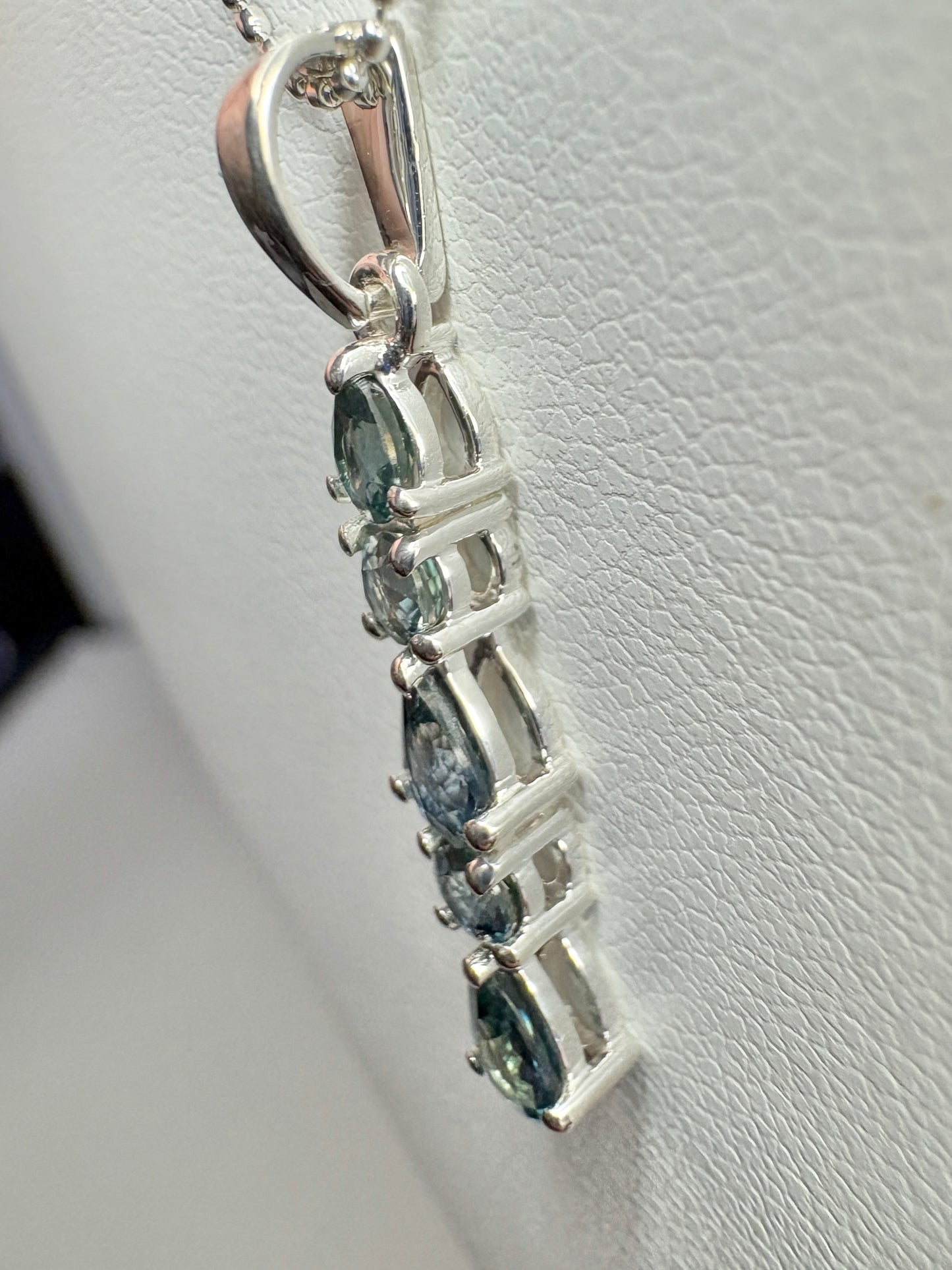 Australian Sapphire Pendant Necklace in Sterling Silver 18"