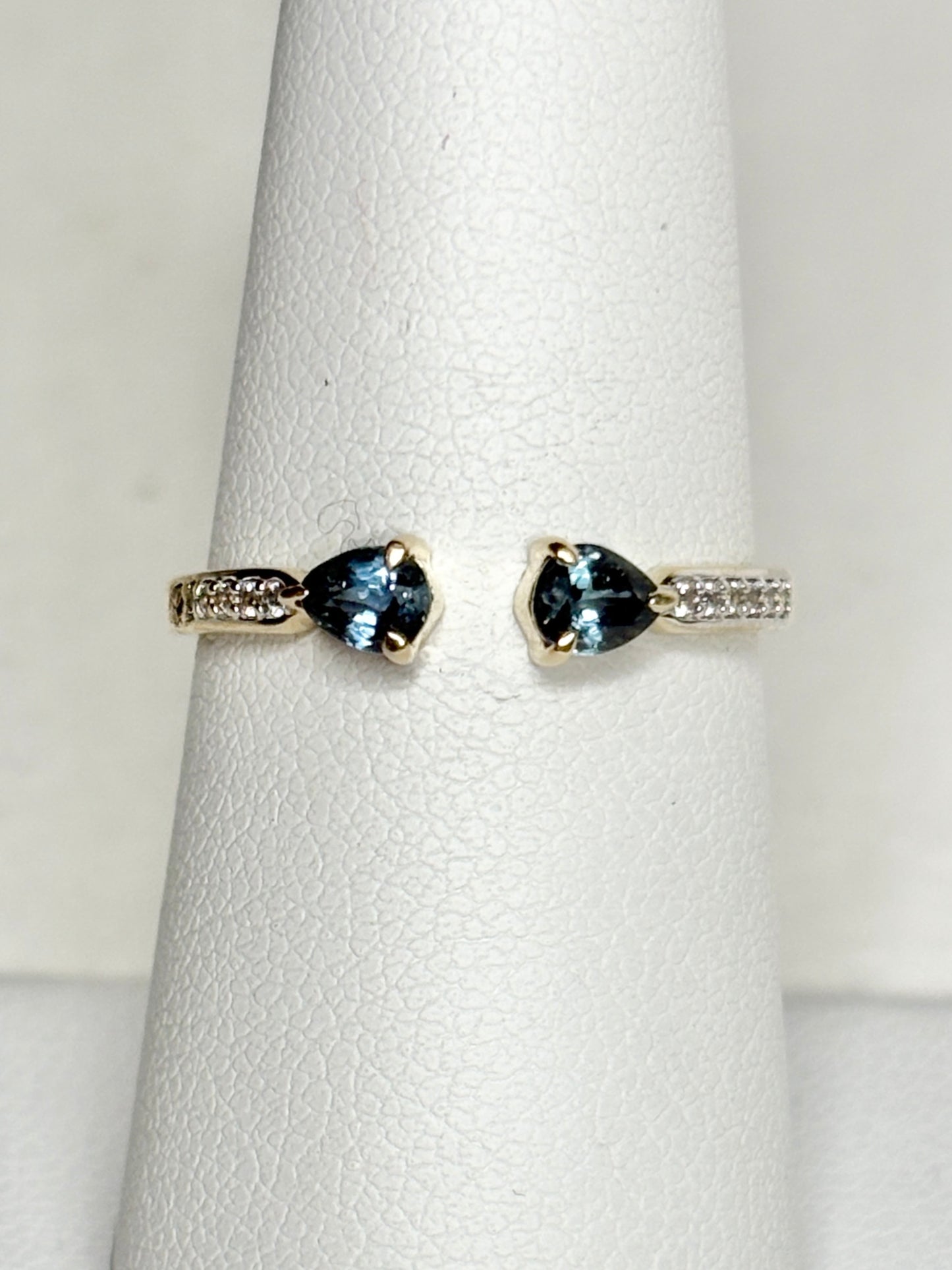 Sapphire and White Zircon Open Band Ring 9k Gold size 7