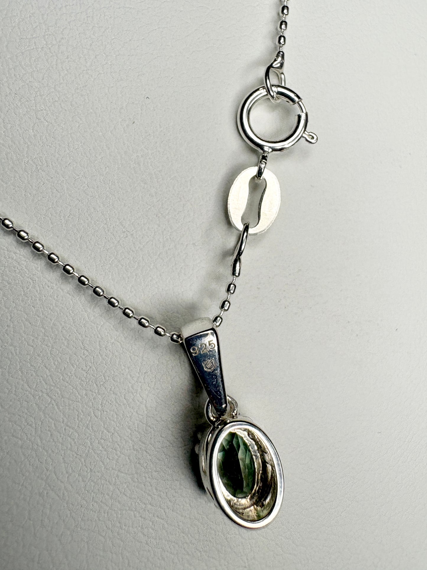 Teal Green Oregon Sunstone Solitaire Pendant Necklace Sterling Silver