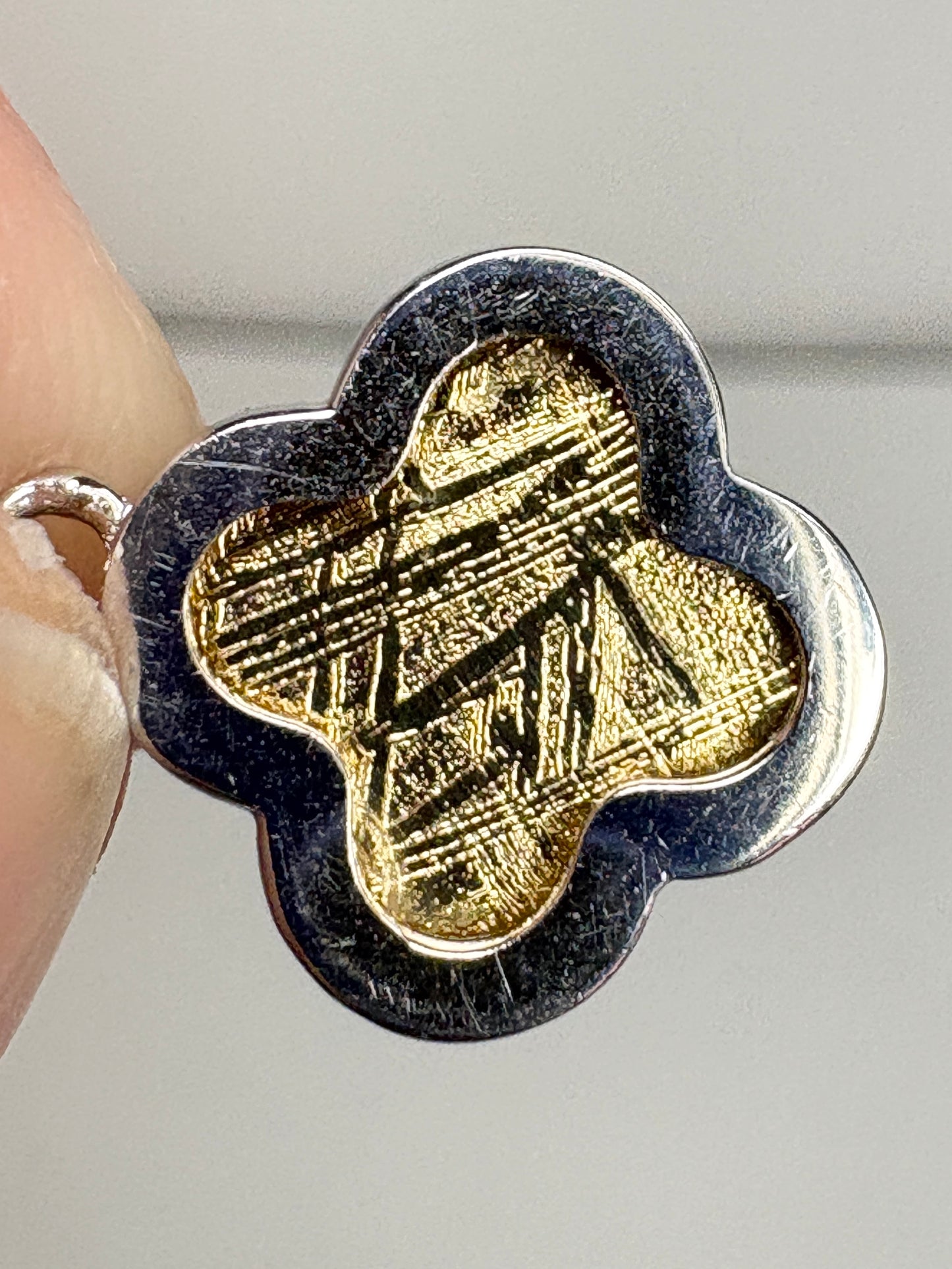 Genuine Gold Plated Meteorite Slice From Sweden in Sterling Silver with GF Chain 18"