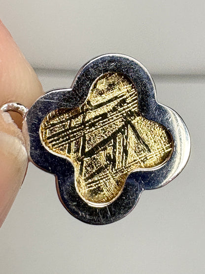 Genuine Gold Plated Meteorite Slice From Sweden in Sterling Silver with GF Chain 18"