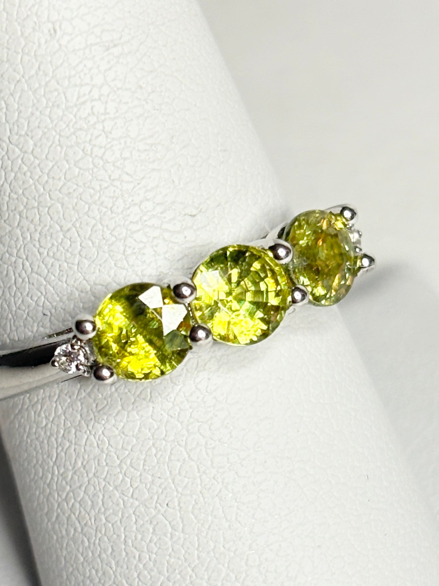 Natural Yellow Sphene Ring in Sterling Silver size 8.75