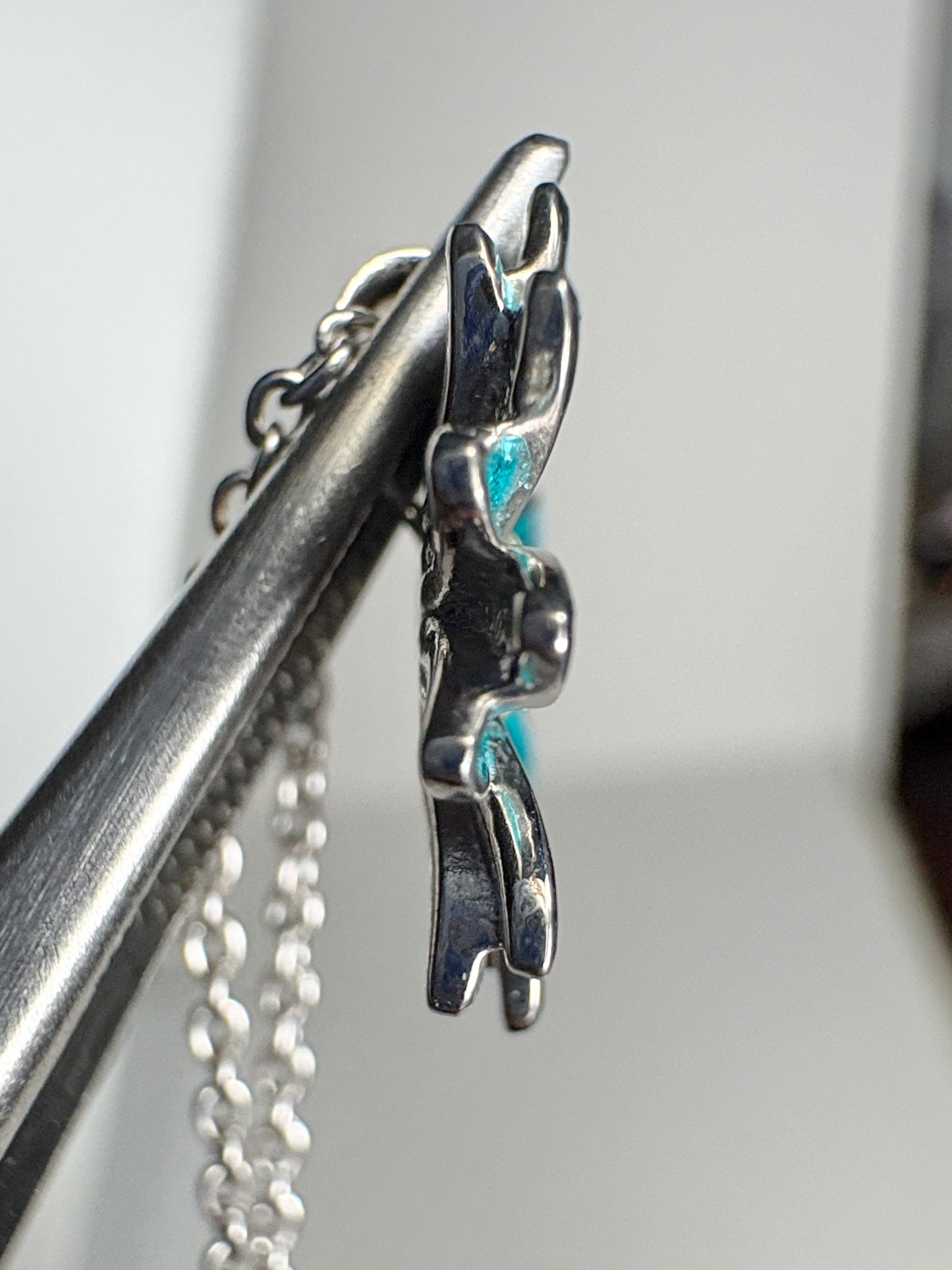 Turquoise Gerbera Necklace. Sterling Silver