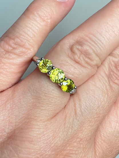 Natural Yellow Sphene Ring in Sterling Silver size 8.75