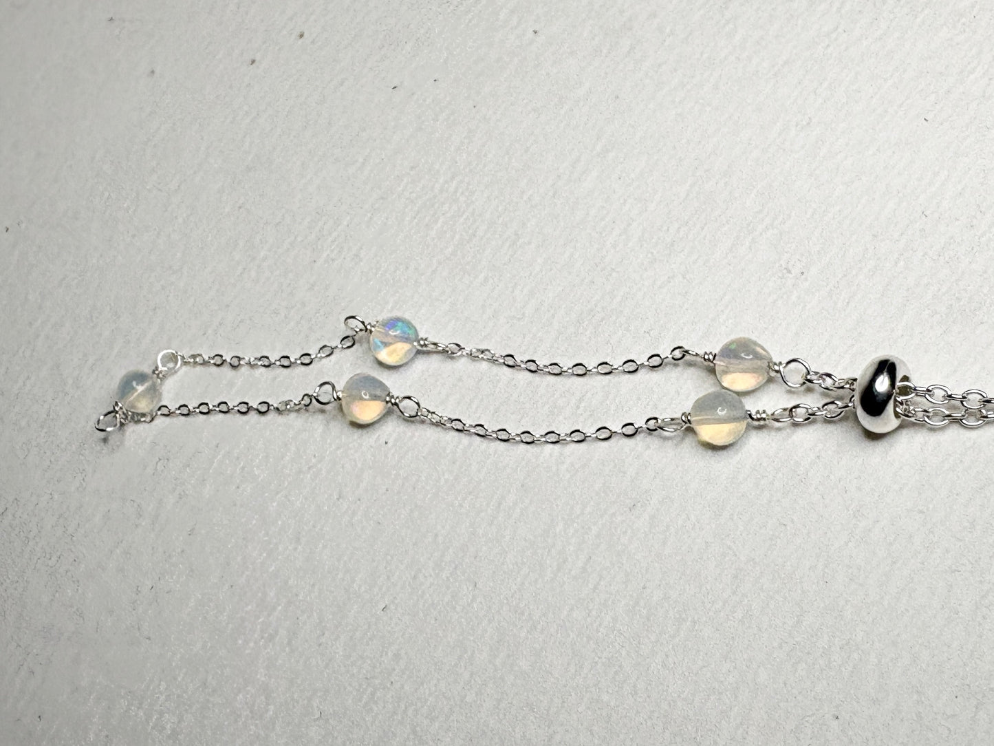 Ethiopian Wello Opal Bead Station Bolo Adjustable Bracelet Sterling Silver