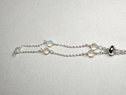 Ethiopian Wello Opal Bead Station Bolo Adjustable Bracelet Sterling Silver