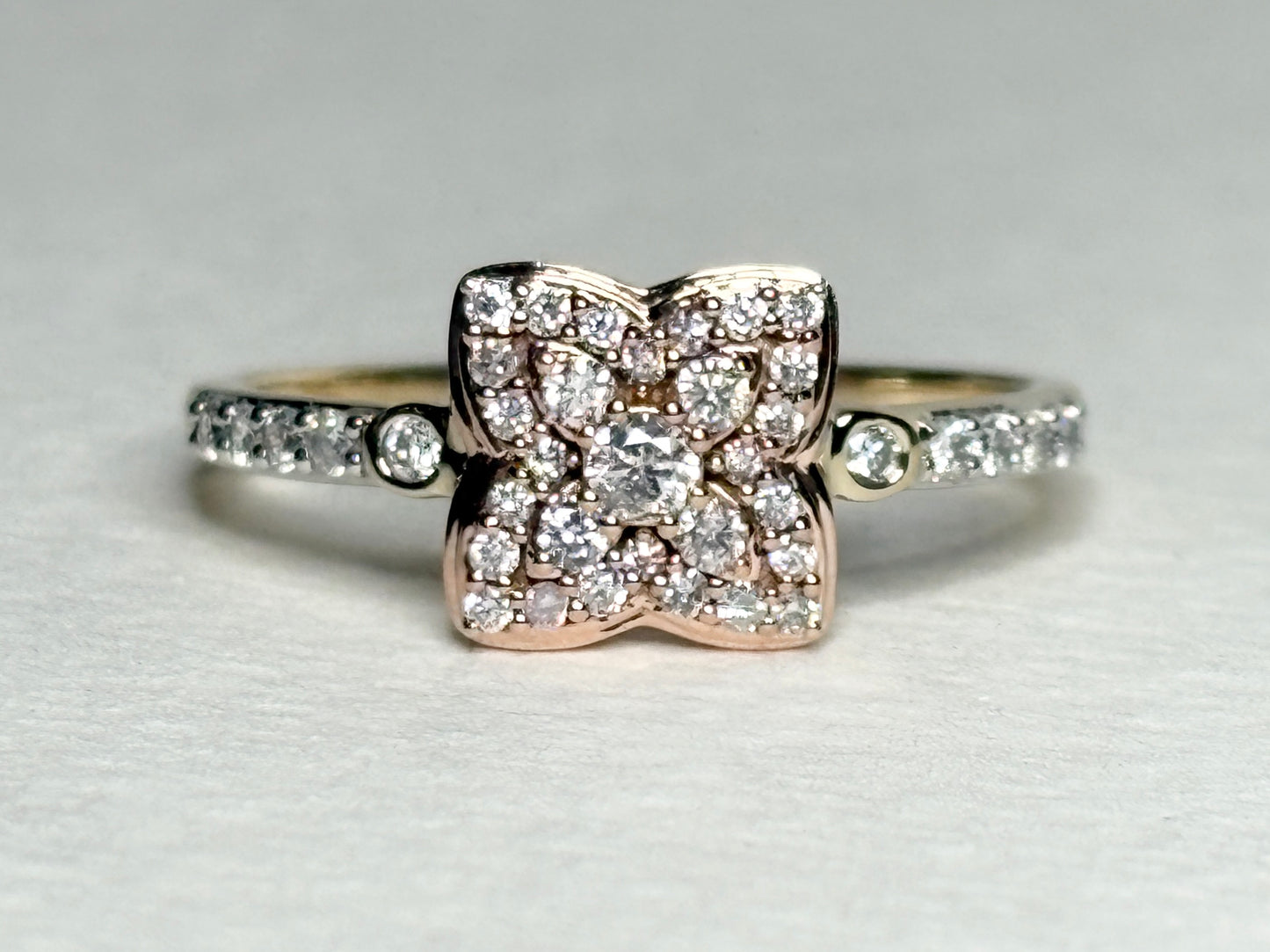 Natural Pink and White Angolan Type lla Diamond Ring 9k Rose Gold size 7