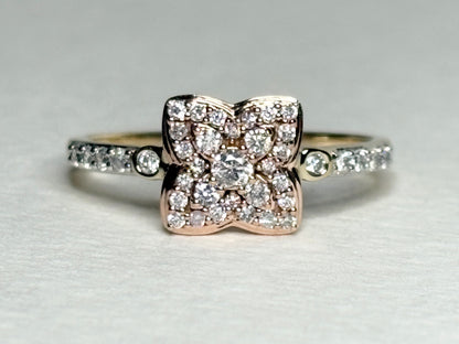 Natural Pink and White Angolan Type lla Diamond Ring 9k Rose Gold size 7