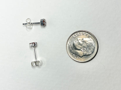 Arizona Anthill Garnet Cluster Stud Earrings Sterling Silver 4.3mm