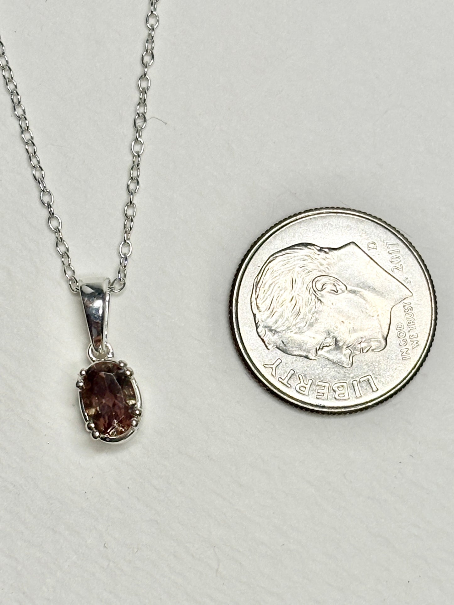 Reddish Brown Oregon Sunstone Solitaire Pendant Necklace Sterling Silver