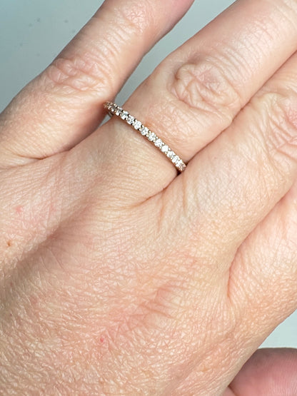 Natural Faint to Very Light Natural Pink Diamond Stackable Full Eternity Band Ring 9k Rose Gold size 8