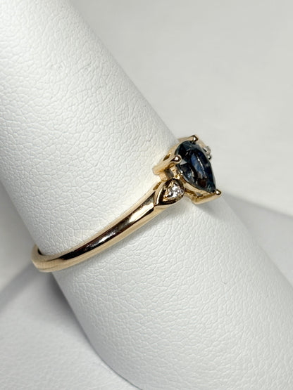 Pear Montana Sapphire Untreated Ring 9k Gold Size 9