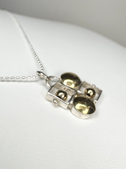 Abacus Pendant Necklace By Danielle Miller in Solid 14k Gold and Sterling Silver 18"