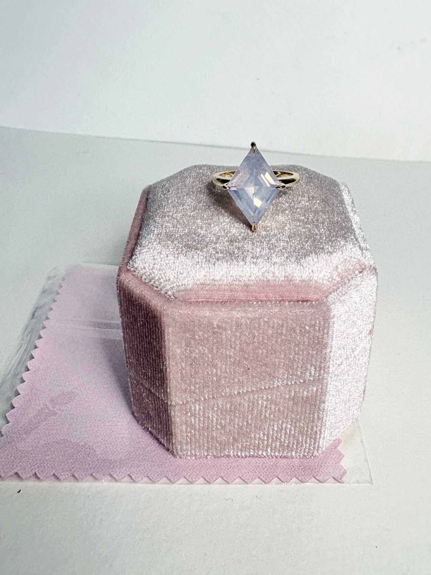 Lavender Quartz Fancy Cut Kite Shaped Solitaire Ring in 9k Gold size 7