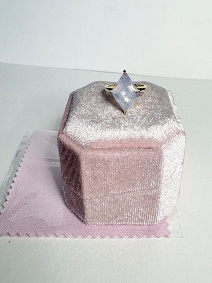 Lavender Quartz Fancy Cut Kite Shaped Solitaire Ring in 9k Gold size 7