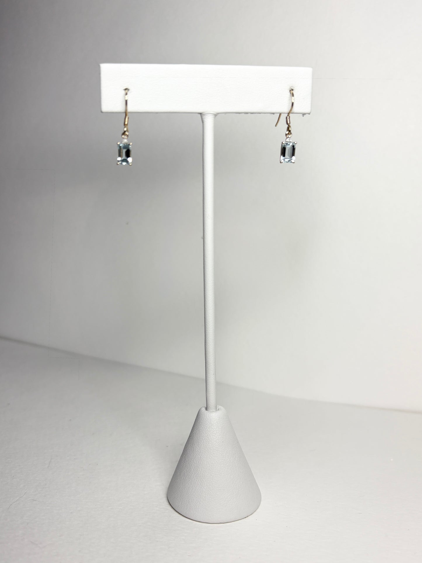 Aquamarine Dainty Dangle Drop Earrings in Solid 9k Gold