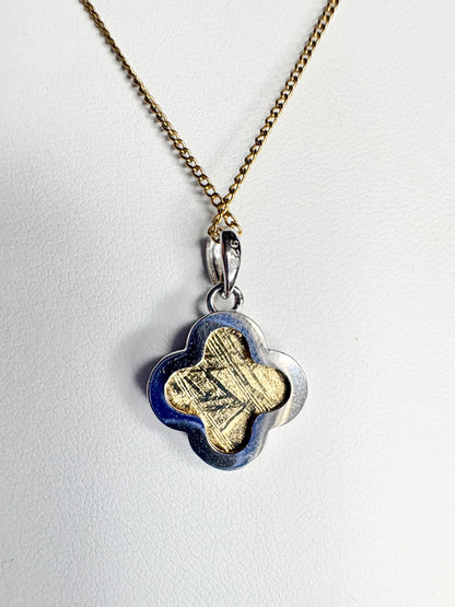 Genuine Gold Plated Meteorite Slice From Sweden in Sterling Silver with GF Chain 18"