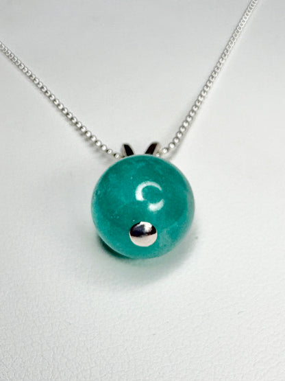 Brazilian Unheated Amazonite Bead Pendant Necklace Sterling Silver Ball Chain 18" (Copy)