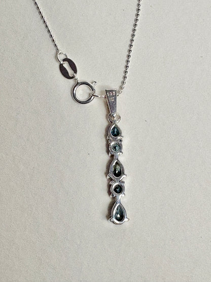 Australian Sapphire Pendant Necklace in Sterling Silver 18"