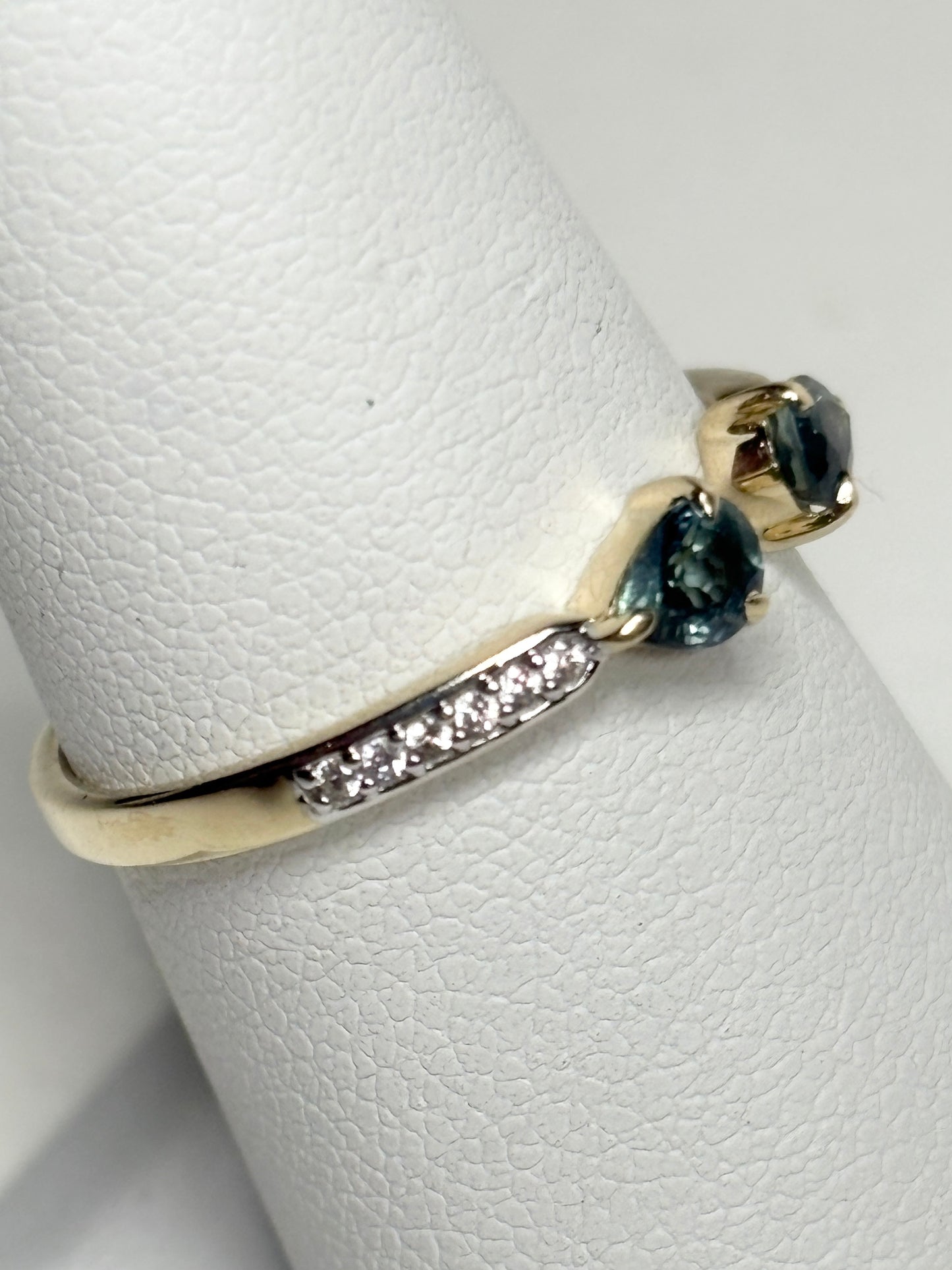 Sapphire and White Zircon Open Band Ring 9k Gold size 7