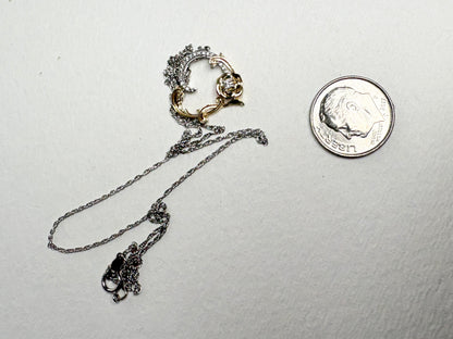 Disney Enchanted Belle Diamond and White Sapphire Rose Heart Pendant Necklace 14k and Sterling silver 18"