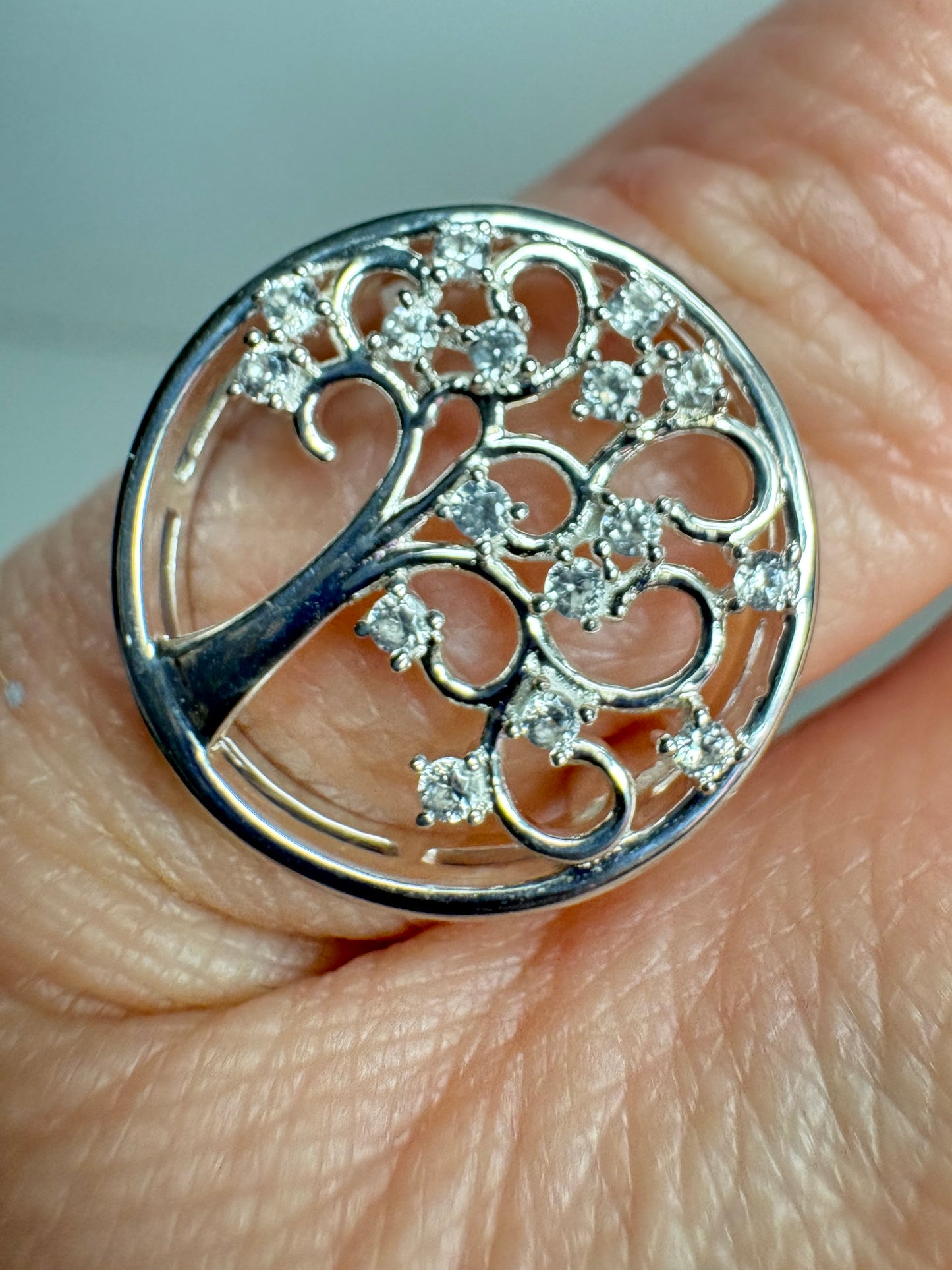 Tree of Life Ring with Natural Zircon Sterling Silver size 5