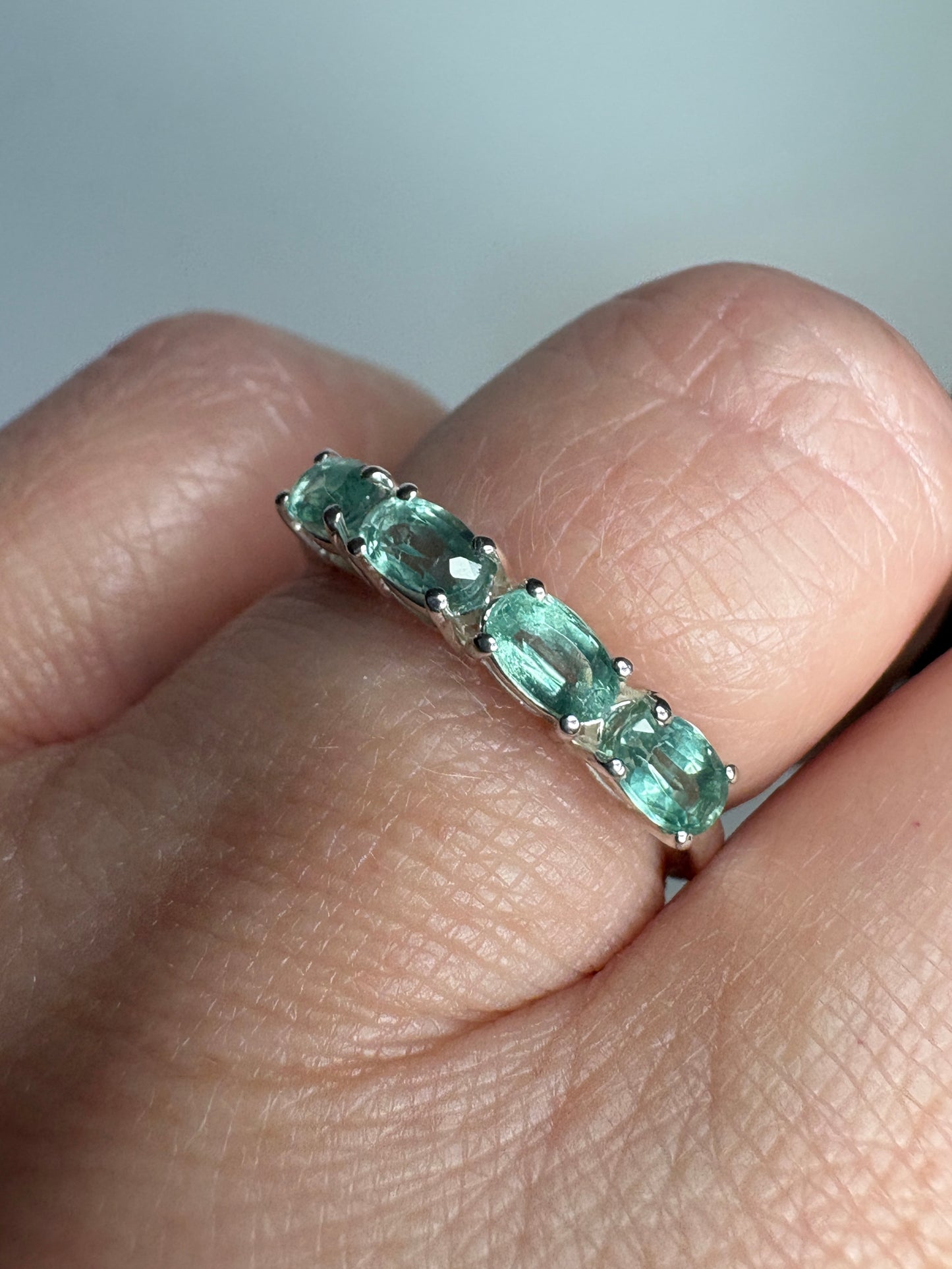 Mint Chrome Kyanite Stackable Band Ring Sterling Silver size 7
