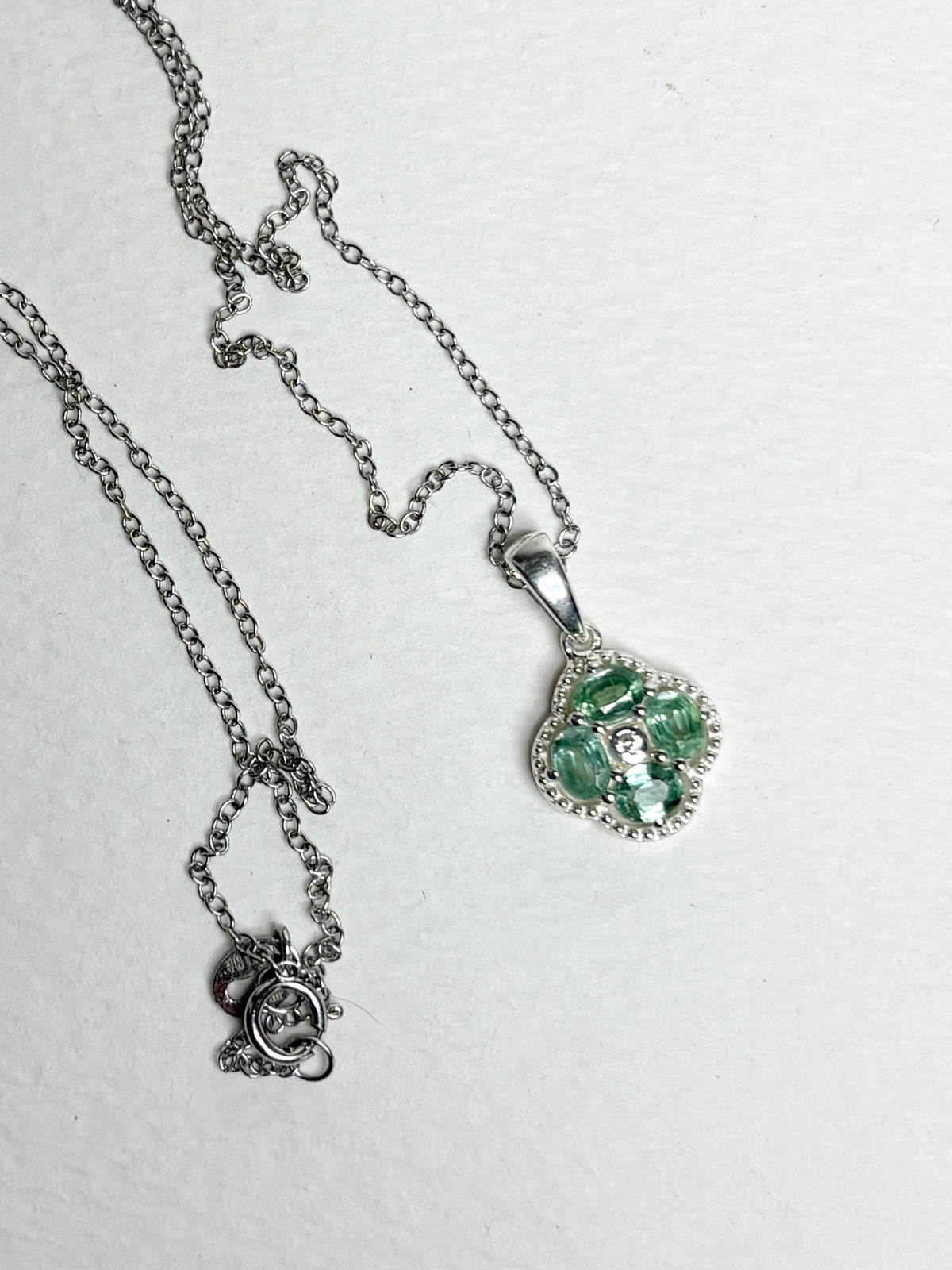 Chrome Kyanite Quatrefoil Pendant Necklace in Sterling Silver 18"