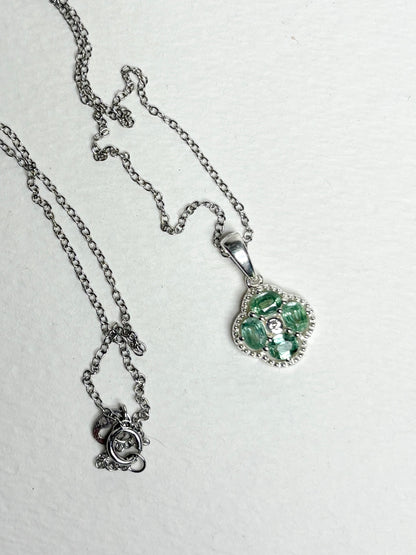 Chrome Kyanite Quatrefoil Pendant Necklace in Sterling Silver 18"