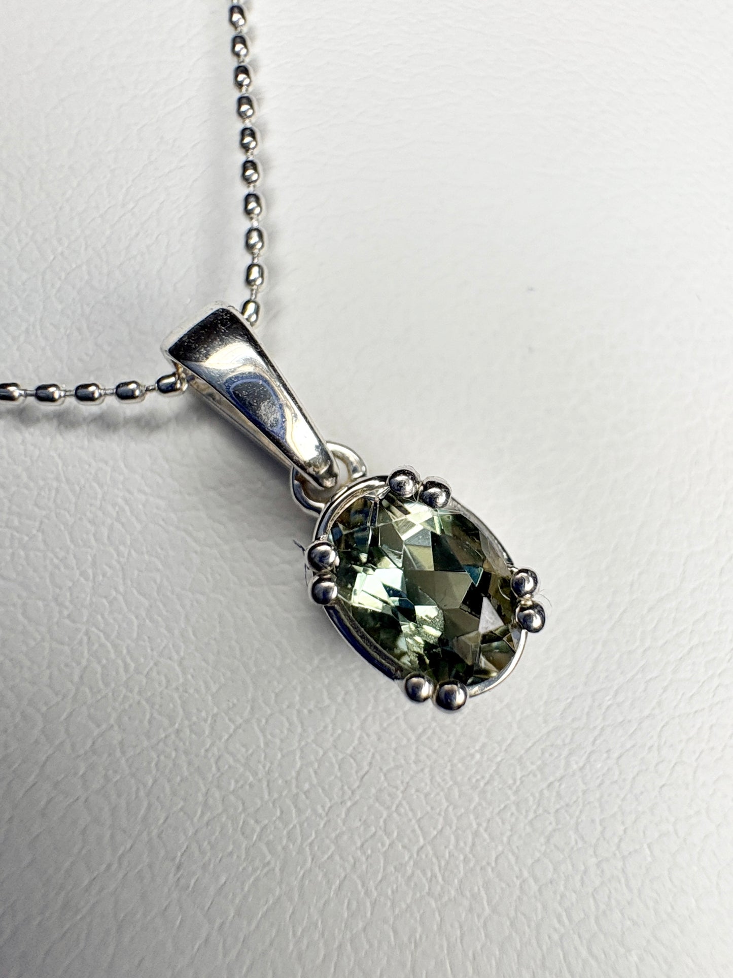 Teal Green Oregon Sunstone Solitaire Pendant Necklace Sterling Silver