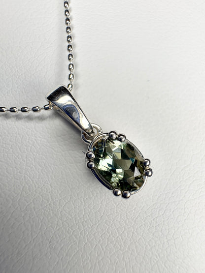 Teal Green Oregon Sunstone Solitaire Pendant Necklace Sterling Silver