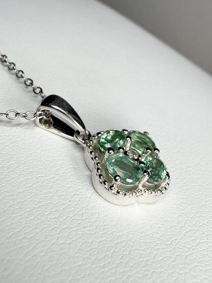 Chrome Kyanite Quatrefoil Pendant Necklace in Sterling Silver 18"