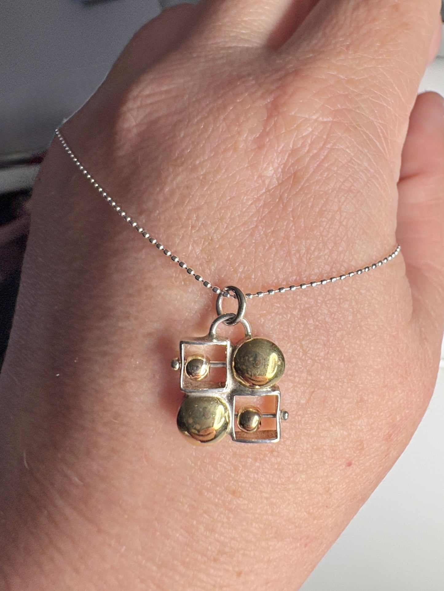 Abacus Pendant Necklace By Danielle Miller in Solid 14k Gold and Sterling Silver 18"
